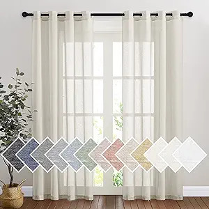 NICETOWN Semi Sheer Linen Curtains for Bedroom 84 inches Long, Grommet Privacy Vertical Window Cu... | Amazon (US)