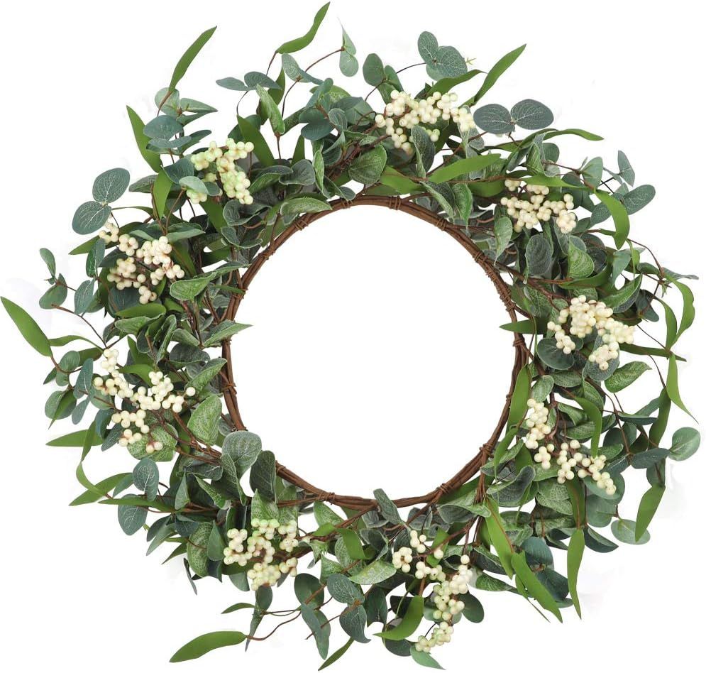 CEWOR Artificial Spring Eucalyptus Wreath 20inch Large Green Leaf Wreath for Spring Festival Cele... | Amazon (US)