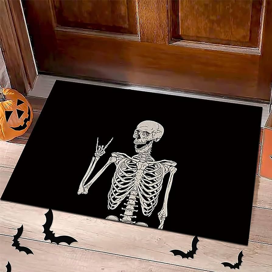 LMAZG Halloween Door Mat, 19.7"× 31.5" Funny Skull Welcome Mat, Doormats for Indoors and Outdoor... | Amazon (US)