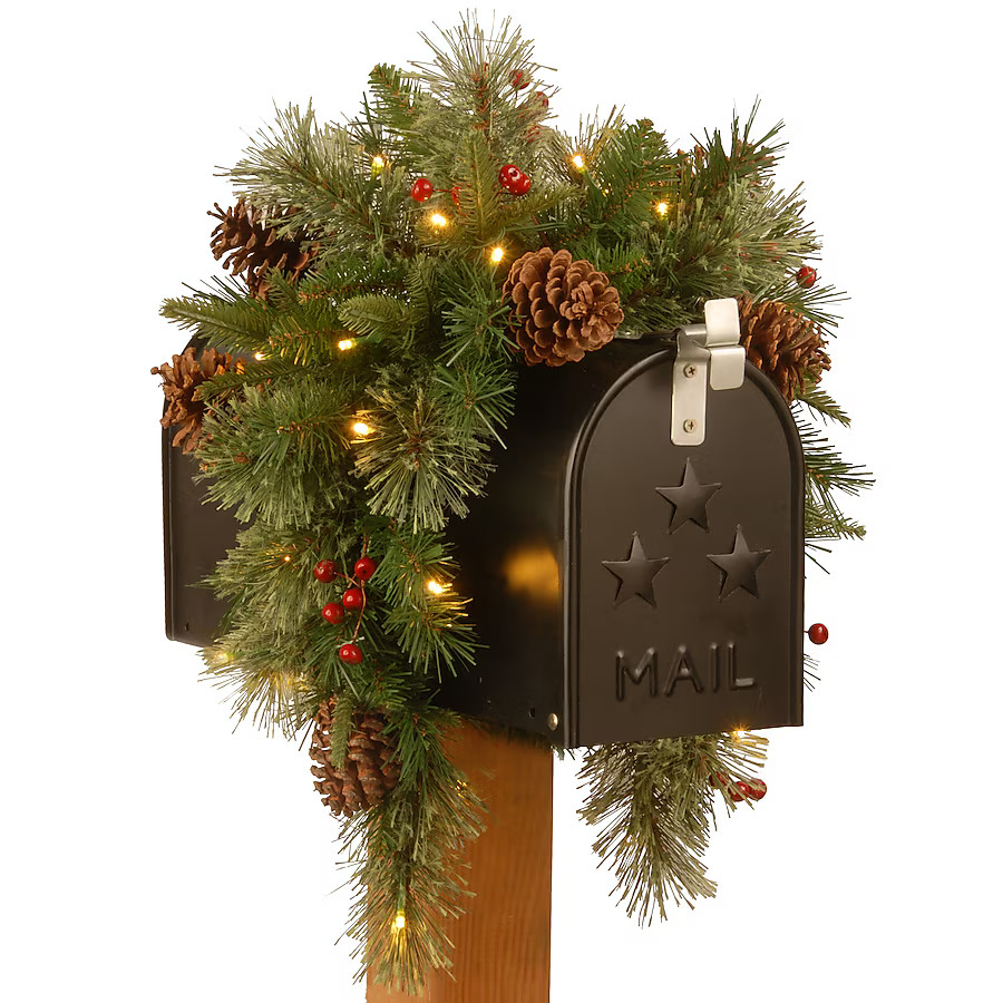 National Tree Company 36-in Hanging Mailbox Cover with White LED Lights | Lowe's