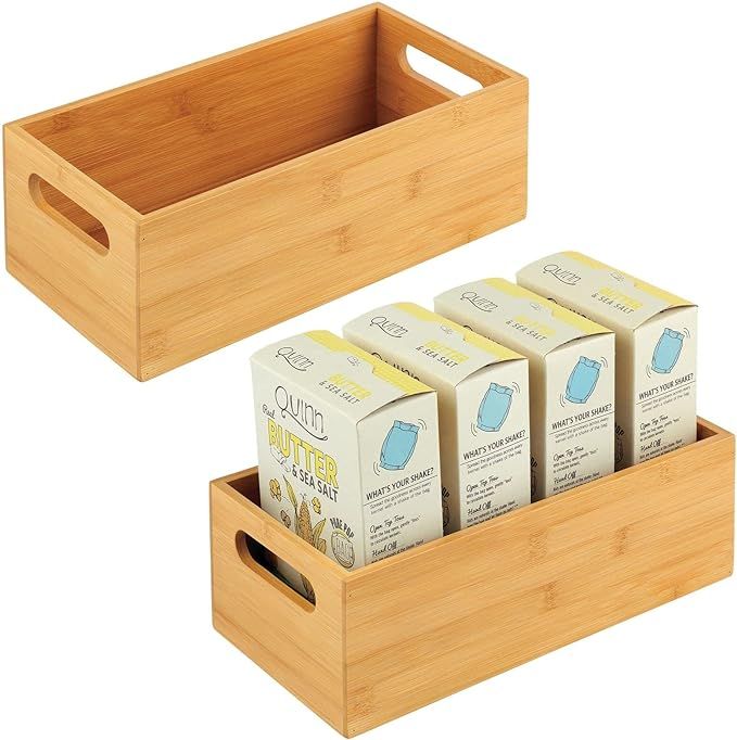 mDesign Bamboo Kitchen Cabinet & Fridge Drawer Organizer Tray - Storage Bin for Cutlery, Serving ... | Amazon (US)