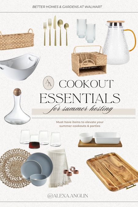 Cookout essentials for summer // backyard BBQ // summer hosting // Walmart Better Homes & Gardens collection- almost everything $20 and under! 

#LTKParties #LTKHome #LTKFindsUnder50