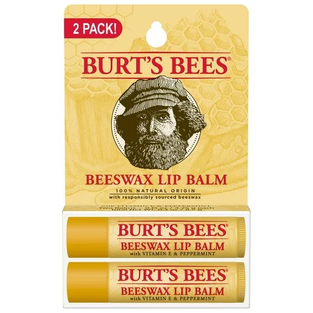 Burts Bees 100% Natural Origin Moisturizing Lip Balm, Beeswax, 2 Count | Walmart (US)