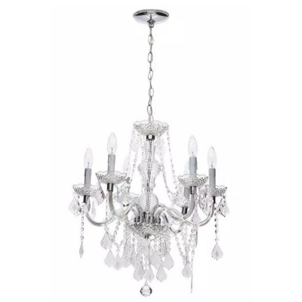 Hampton Bay Maria Theresa 6-Light Chrome with Clear Acrylic Chandelier-HM-21022402 - The Home Dep... | The Home Depot