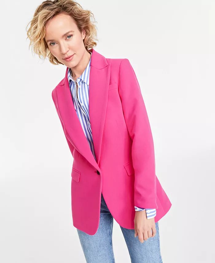 Women's Solid One-Button Boyfriend Blazer, Created for Macy's | Macy's