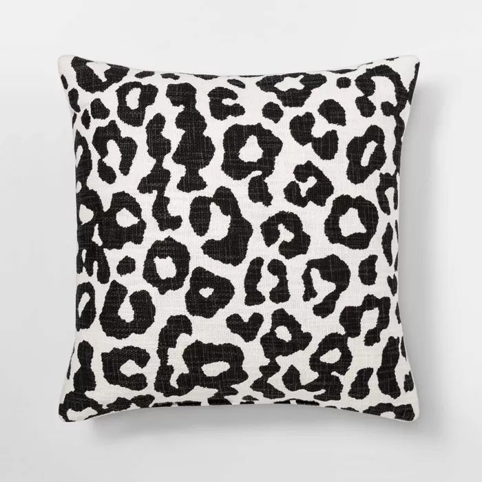 Leopard Print Throw Square Pillow Black/Cream - Threshold™ | Target