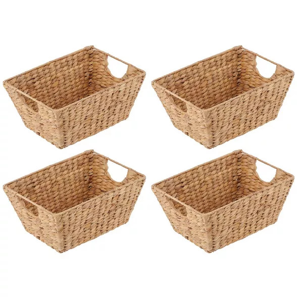 mDesign Woven Hyacinth Nesting Home Storage Basket Bins, 4 Pack | Target