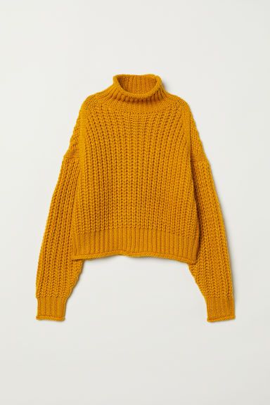 H & M - Ribbed Turtleneck Sweater - Yellow | H&M (US)