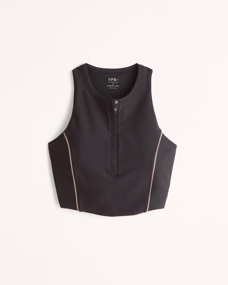 YPB sculptLUX Curve Love Plunge Henley Slim Tank | Abercrombie & Fitch (US)