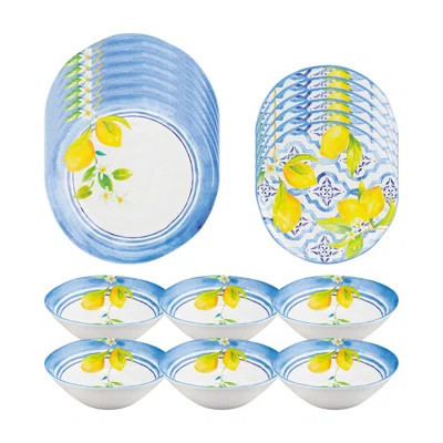 Lovely Lemons 18 Piece Melamine Dinnerware Set Plate and Bowl Set - Service for 6 | Wayfair North America