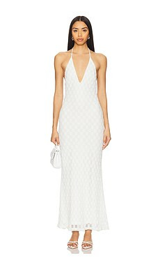 Bardot x REVOLVE Adoni Halter Mesh Midi Dress in Orchid White from Revolve.com | Revolve Clothing (Global)