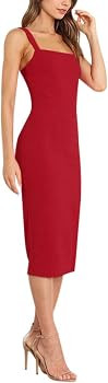 Bonkwa Womens Cocktail Dresses Summer Sleeveless Formal Dress Square Neck Wedding Guest Slim Dres... | Amazon (US)