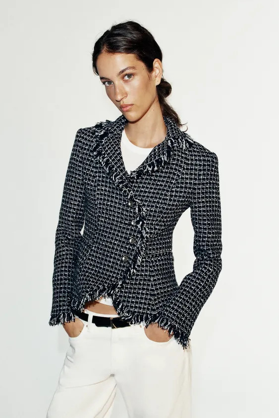 FRAYED TEXTURED BLAZER | Zara UK