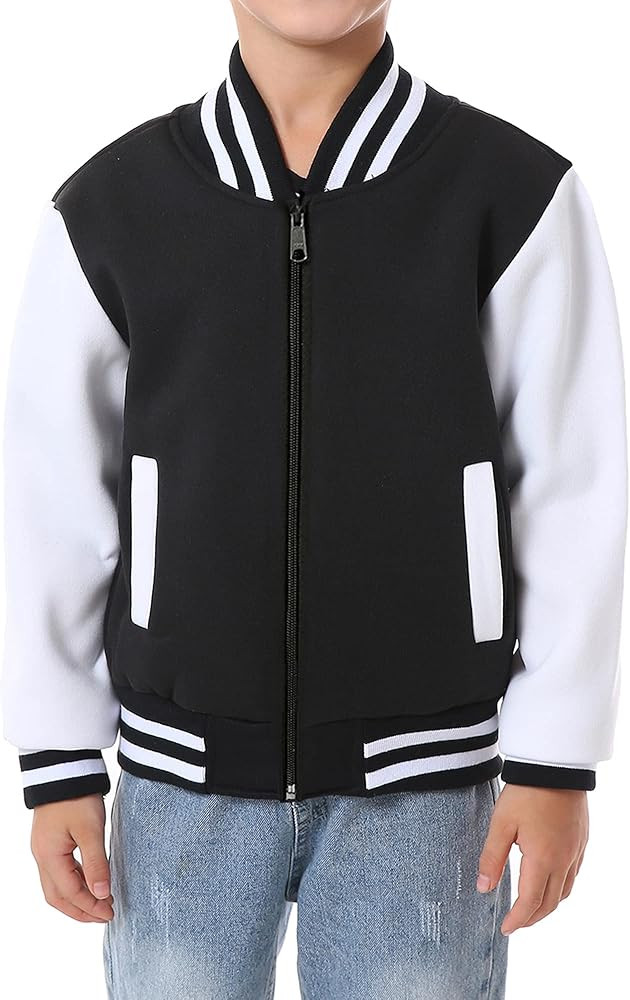 NHUHEQ Kids Baseball Jackets Boys Girls Fit Varsity Jacket Casual Lightweight Plain Cardigan Scho... | Amazon (US)