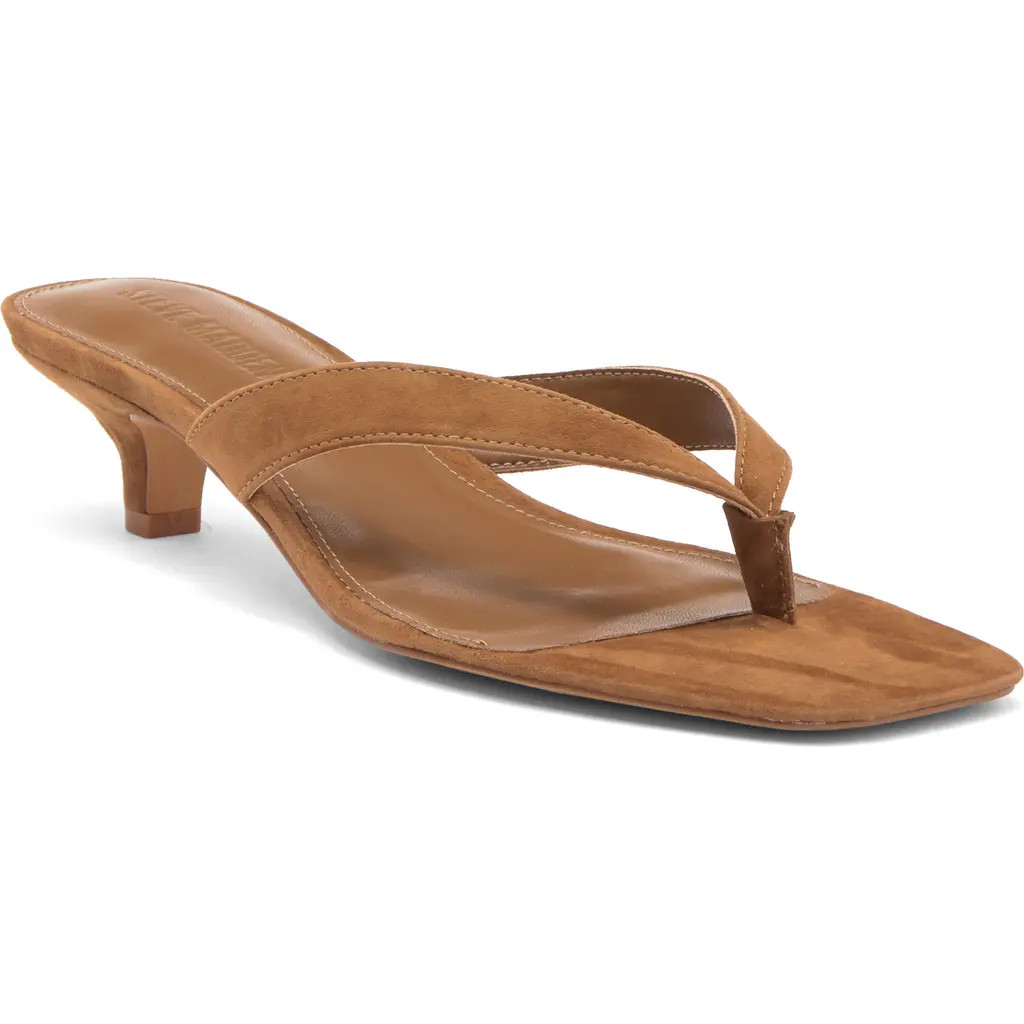Steve Madden Tracie Kitten Heel Flip Flop in Chestnut Suede at Nordstrom, Size 9.5 | Nordstrom