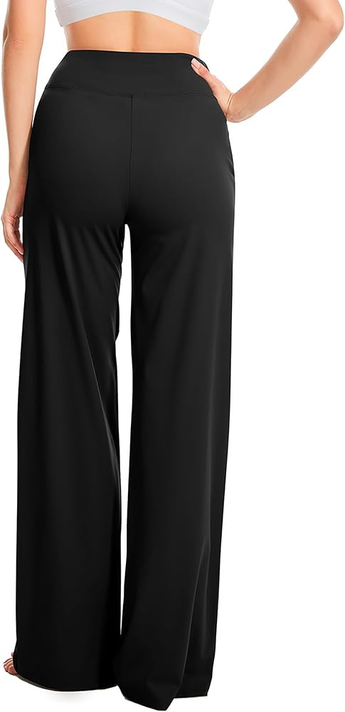 Yoga Pants Women Wide Leg Pants High Waist Stretch Dress Casual Sweatpants Lounge Pants with Pock... | Amazon (US)