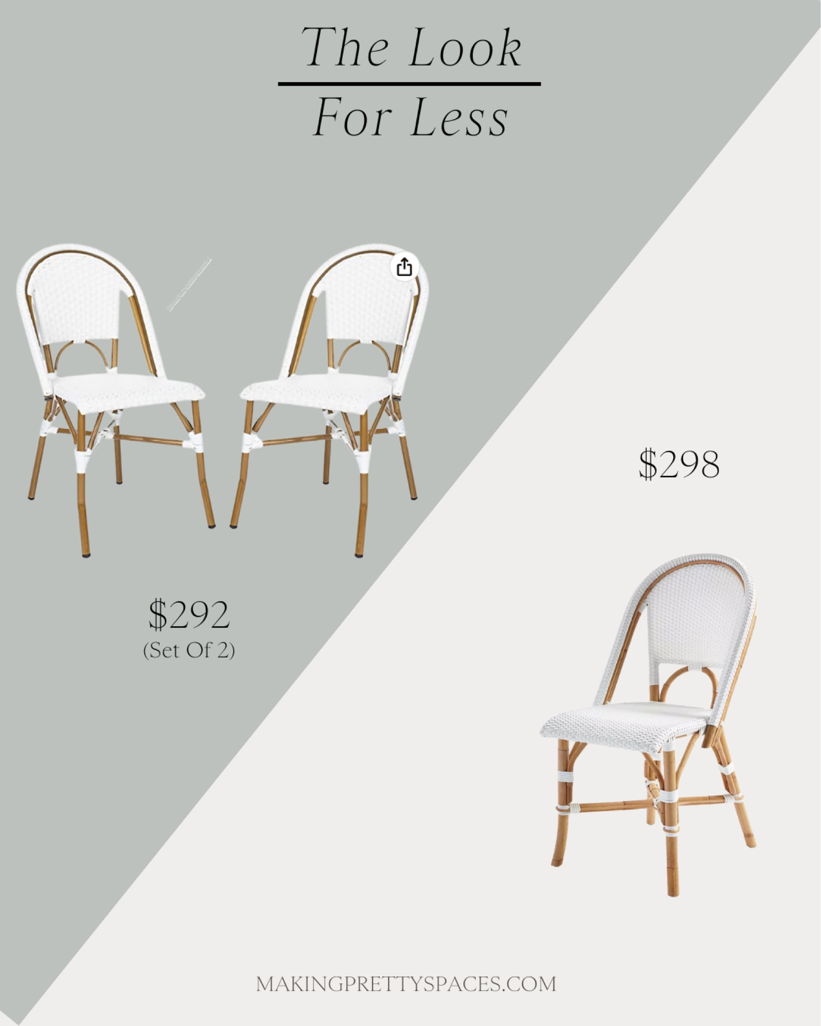 Shop this Serena & Lily look for less! 
Amazon dupe, outdoor chair, dining chair, cane chair, Serena & Lily, 2 for the price of 1, amazon sale

#LTKstyletip #LTKsalealert #LTKhome