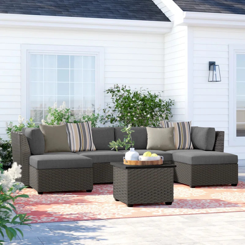 Oppelo 7 Piece Sectional Seating Group with Cushions and Optional Sunbrella Performance Fabric | Wayfair North America