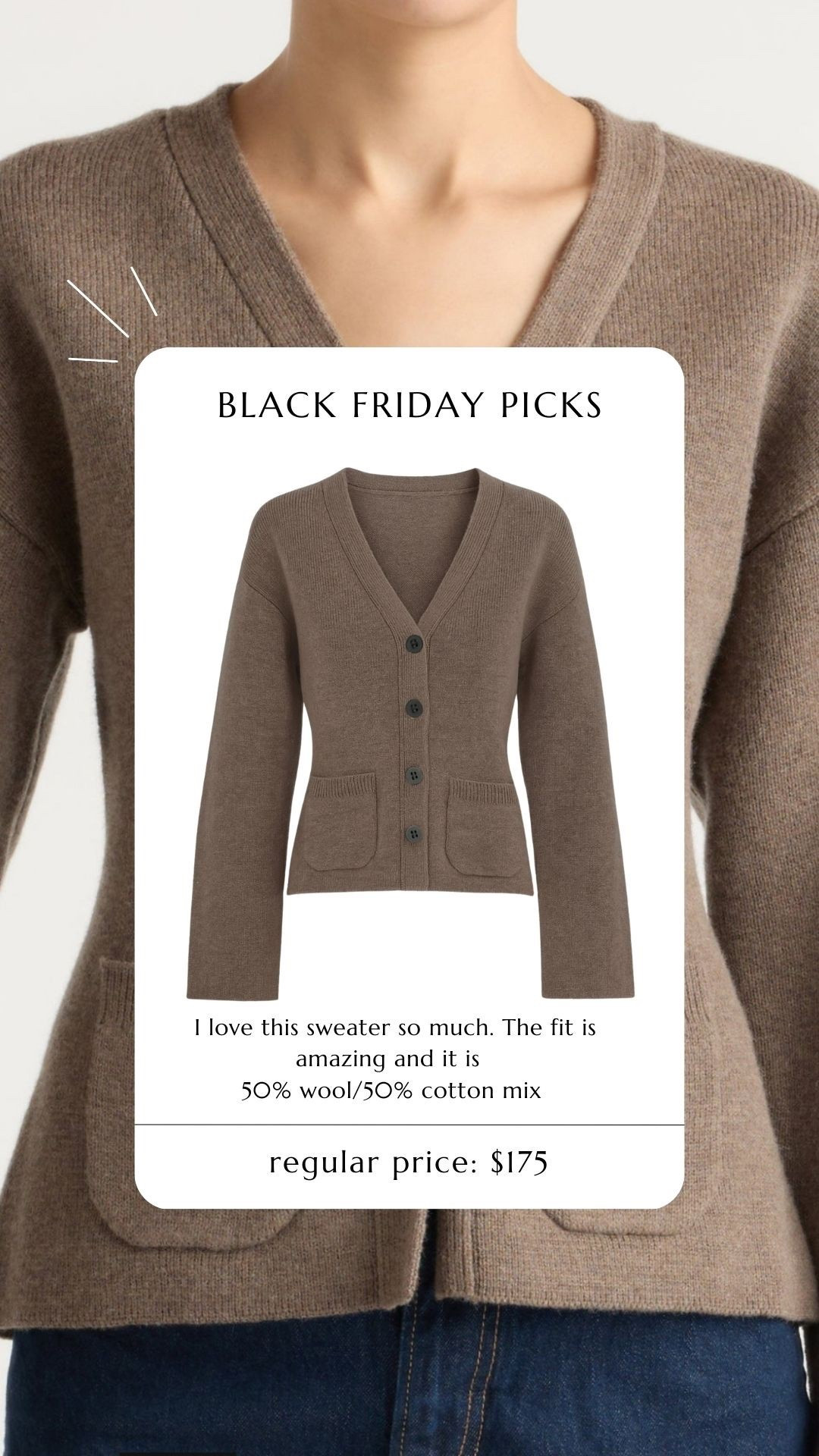 This fitted cardigan is natural materials and perfect year round. 

Modern citizen. Cardigan. Sale.

#LTKCyberWeek #LTKSaleAlert #LTKWorkwear