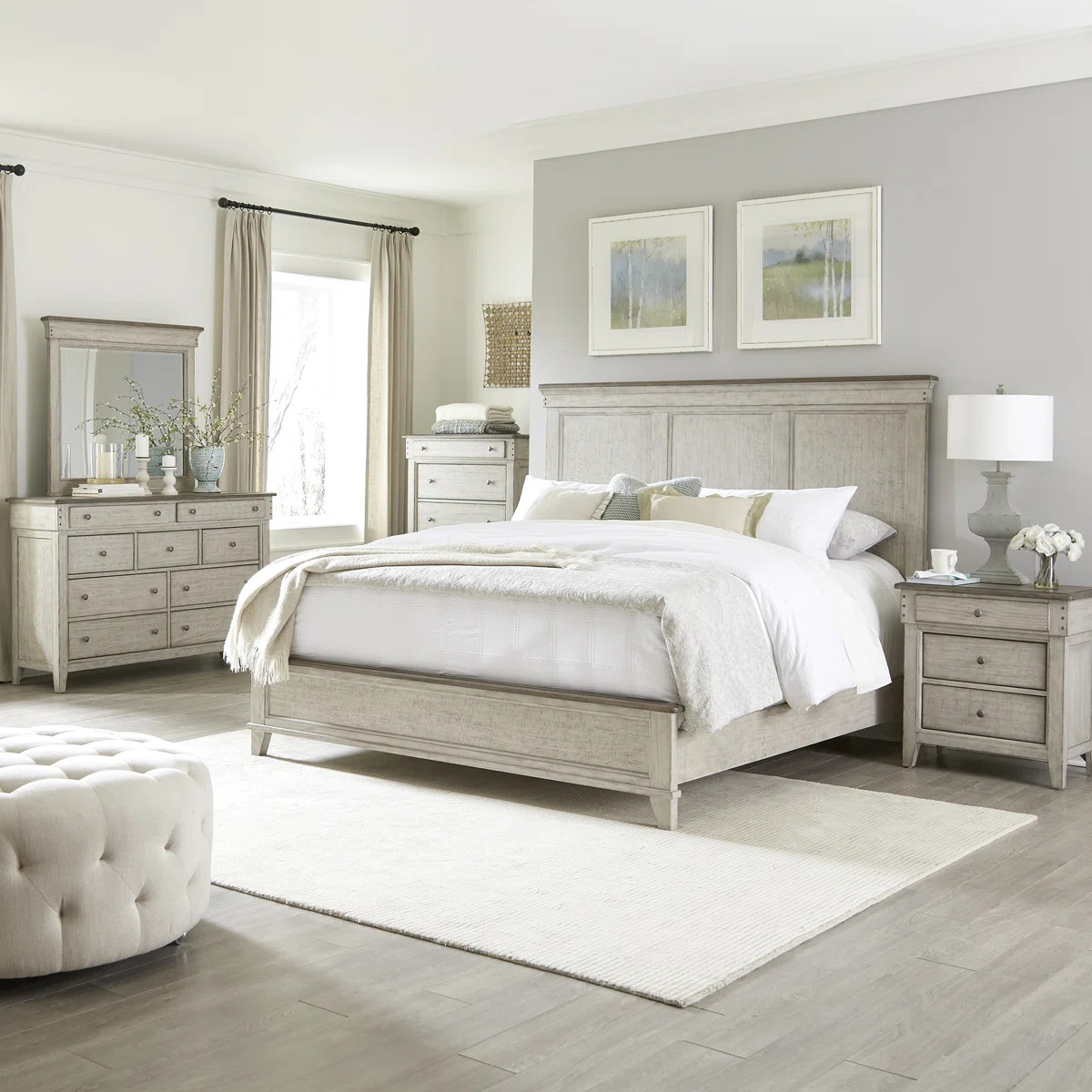 Cathleen Panel Bed, Dresser & Mirror, Chest, Nightstand Bedroom Set | Wayfair North America