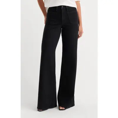 Good American Soft-Tech Good Legs Palazzo Jeans in Black001 at Nordstrom, Size 18W | Nordstrom