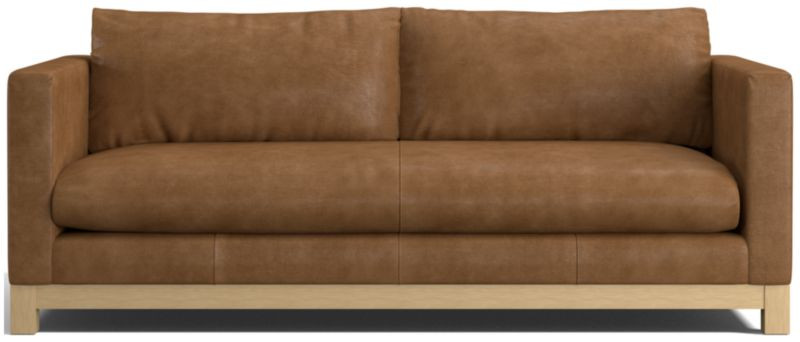 Pacific Wood Leather Bench Sofa + Reviews | Crate & Barrel | Crate & Barrel
