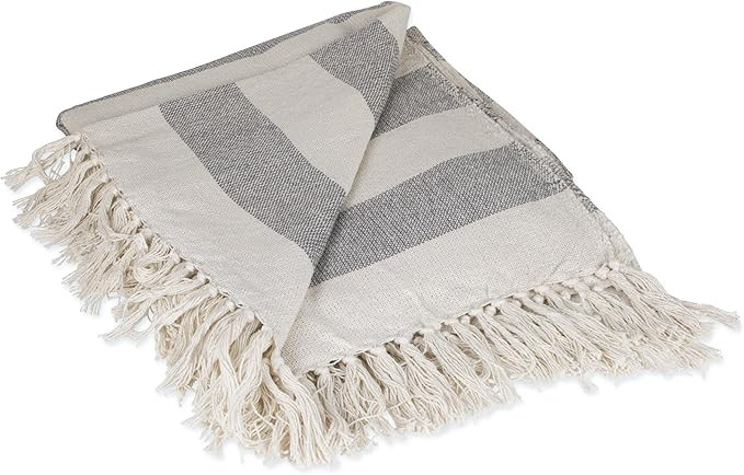 DII Rustic Farmhouse Cotton Cabana Striped Blanket Throw with Fringe For Chair, Couch, Picnic, Ca... | Amazon (US)