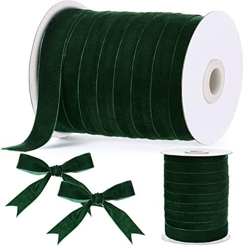Chuangdi Christmas Vintage Velvet Ribbon Single Face Spool Satin Velvet Ribbon for Christmas Wreath  | Amazon (US)