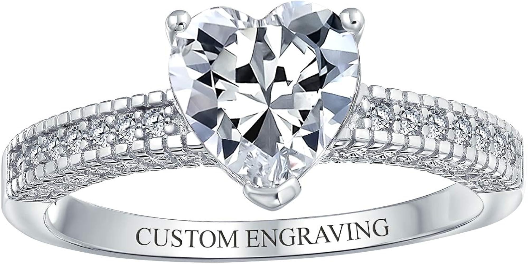 Bling Jewelry Classic Romantic 2CT AAA CZ Solitaire Heart Shaped Engagement Ring For Women Thin P... | Amazon (US)