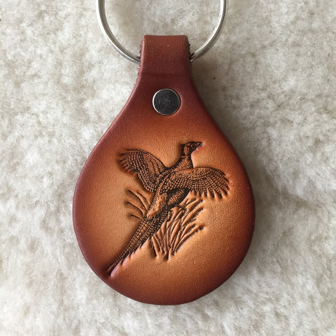 Handmade Leather Pheasant Key Tag - Etsy | Etsy (US)