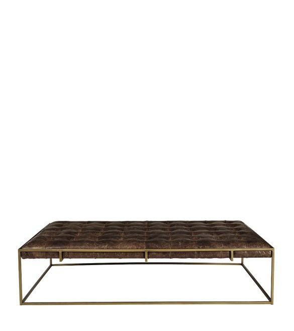 Wallace Coffee Table - Aged Hazelnut Leather | OKA US