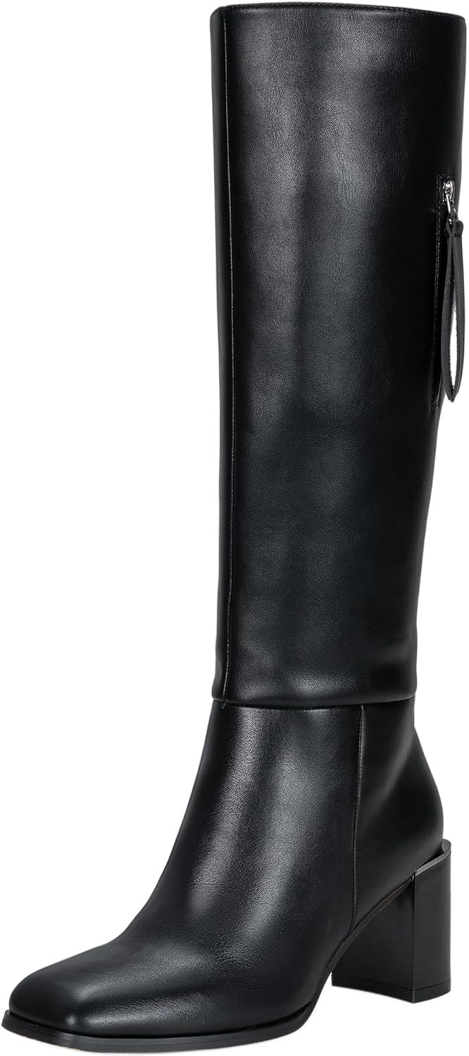 Women's Knee High Boots, Square Toe Chunky Heel Tall Boots | Amazon (US)
