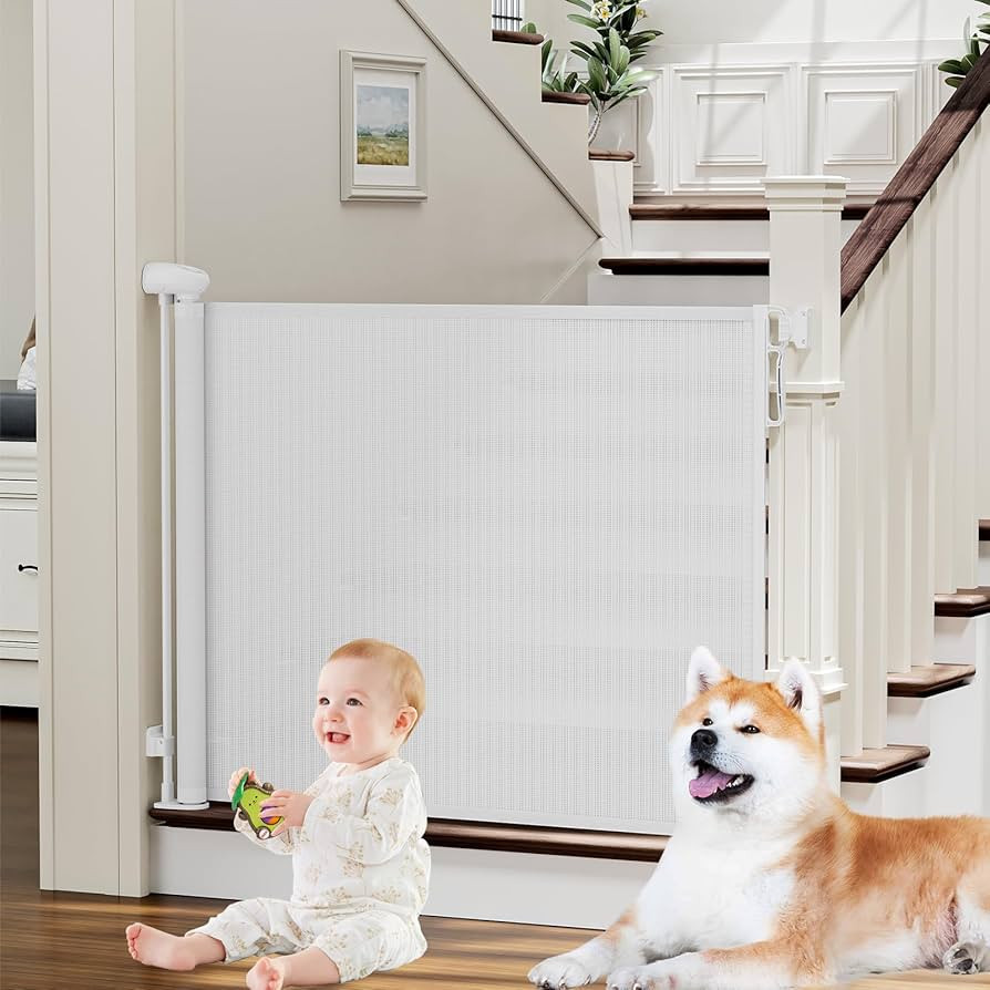 PRObebi Retractable Baby & Dog Gate - Extends to 54" Wide, 34" Tall - Stair, Doorway & Hallway Us... | Amazon (US)