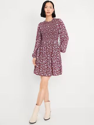 Fit & Flare Long-Sleeve Mini Dress | Old Navy (US)