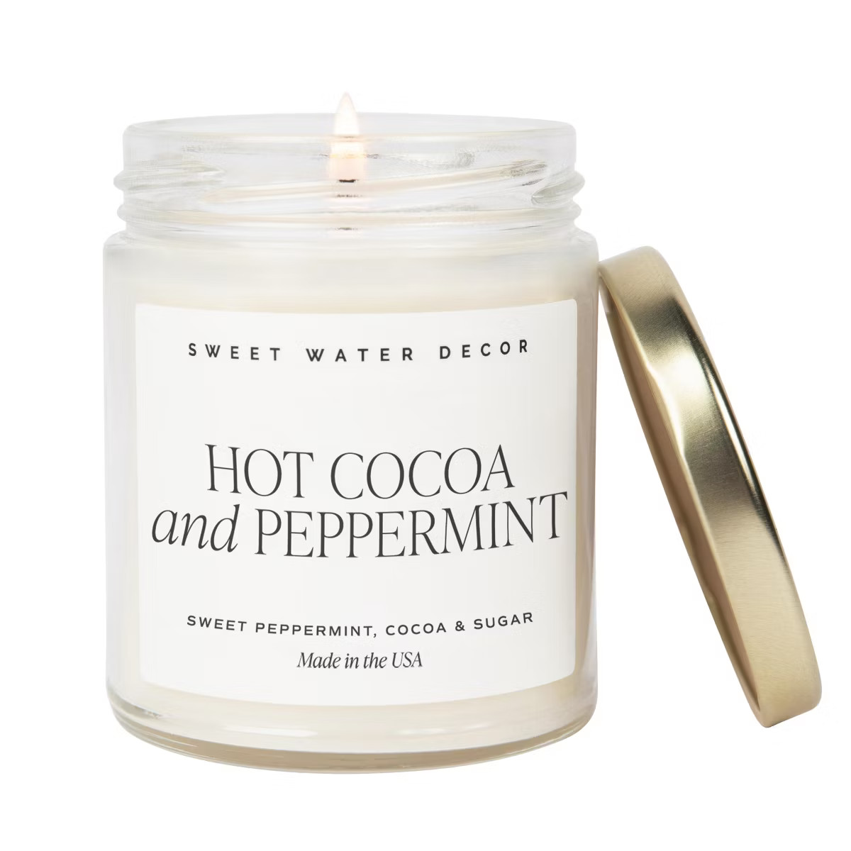 Sweet Water Decor Hot Cocoa and Peppermint 9oz Clear Jar Soy Candle | Target