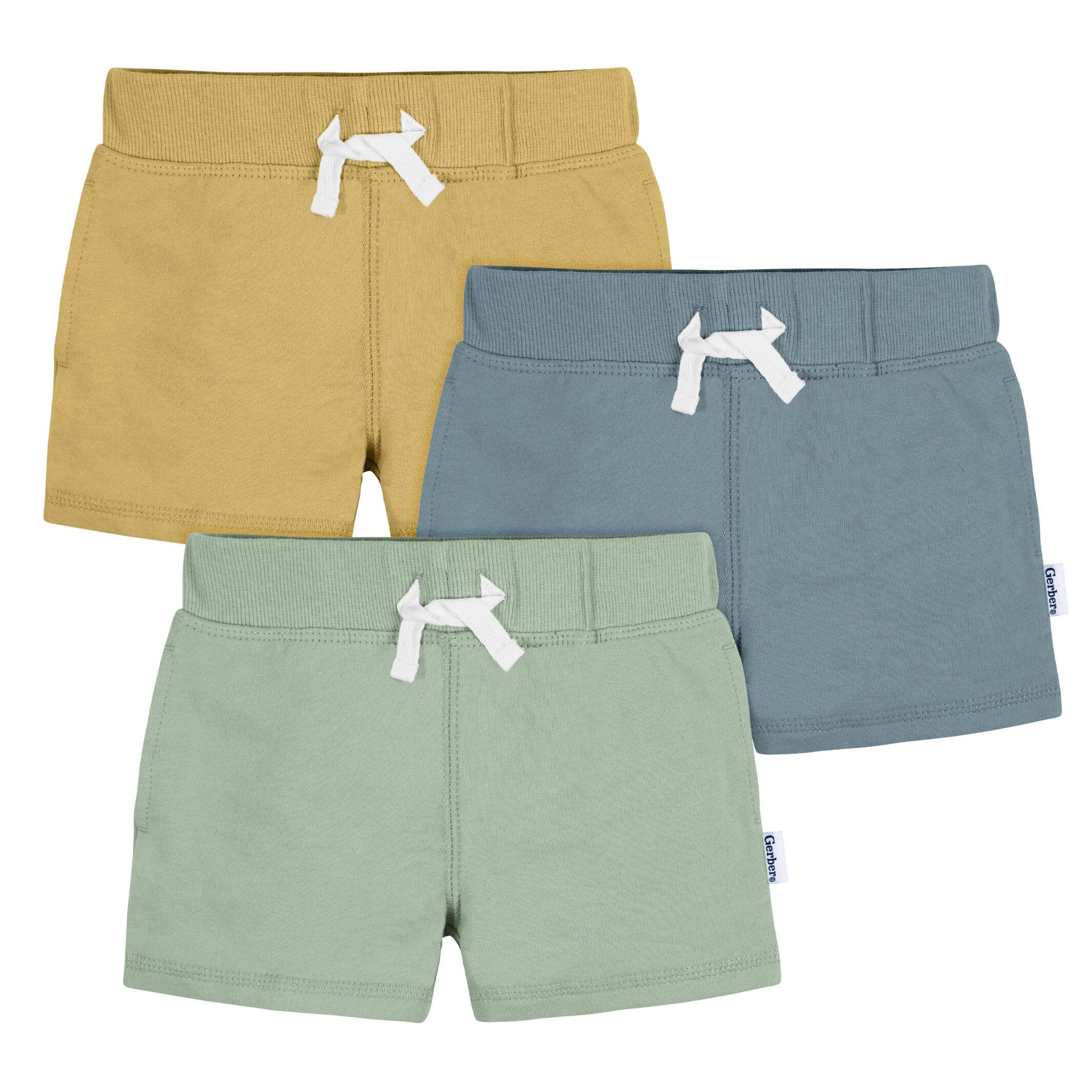 3-Pack Baby & Toddler Boys Tan, Blue, & Green Knit Shorts | Gerber Childrenswear