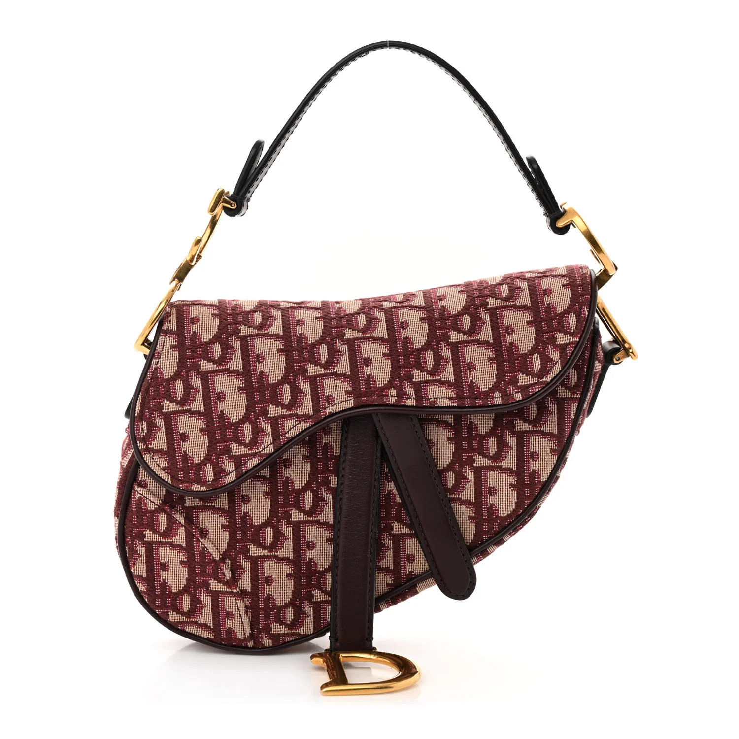Oblique Mini Saddle Bag Burgundy | FASHIONPHILE (US)