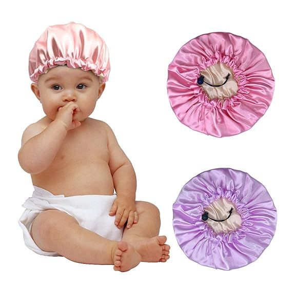 3 Pieces Kids Satin Bonnet Night Sleep Caps, Adjustable Sleeping Hat Soft Silk Flower Night Hats ... | Amazon (US)