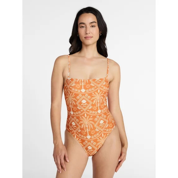 Time and Tru Women's and Women's Plus Lace Up One Piece Swimsuit, Sizes XS-3X | Walmart (US)