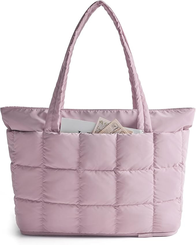 BAGSMART Expandable Tote Bag for Women, Puffer Work Tote Handbag, Quilted Carry On Bag for Travel... | Amazon (US)