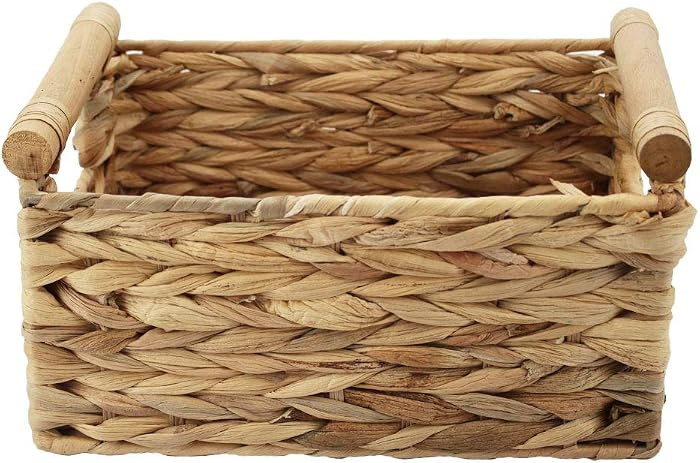 Storage Basket made by Water Hyacinth with Wood Handles, Arts and Crafts. (Large) Natural | Amazon (US)