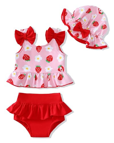 Toddler Girl Bathing Suit 4t 5t Swimsuit Girls Toddler Beach Swim Suit 2 Piece Red Strawberry Bikini Summer Swimwear Tankini Set | Amazon (US)