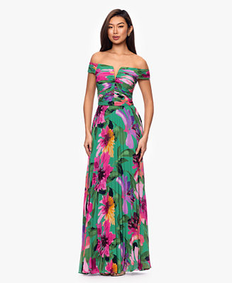 Women's Off-The-Shoulder Pleated Gown | Macy's