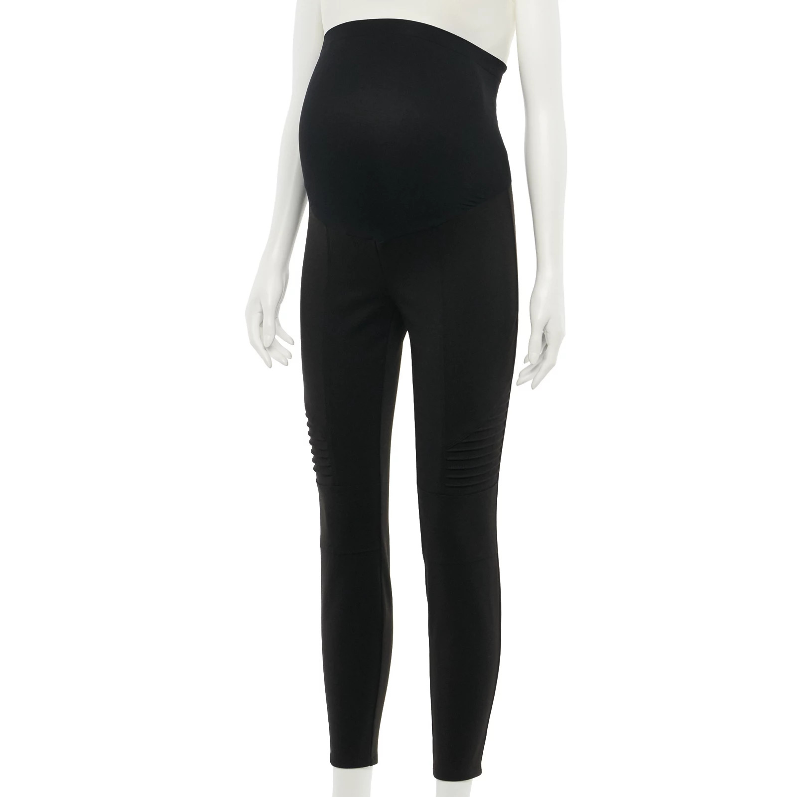 Maternity a:glow Belly-Panel Ponte Moto Leggings, Women's, Size: XL-Mat, Black | Kohl's
