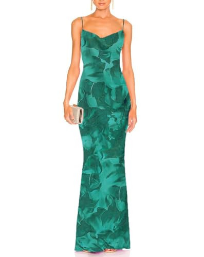 Capuffy Women Tie Dye Maxi Dresses Lace Backless Cocktail Party Dress Spaghetti Straps Mermaid Evening Gown 221(Tie Dye Green,L) | Amazon (US)