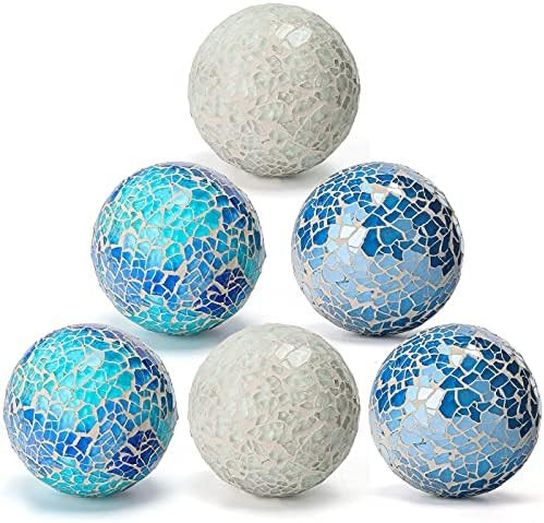 DomeStar Decorative Ball Set, 6PCS 2.4 Inches Mosaic Glass Orbs Centerpiece Balls Glass Balls | Amazon (US)