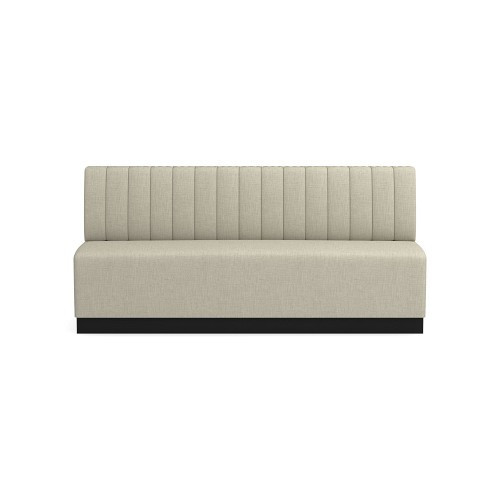 Garbo Banquette 3-Seater with Bench Standard, Performance Recycled Chunky Basketweave, Grey, Ebony | Williams-Sonoma