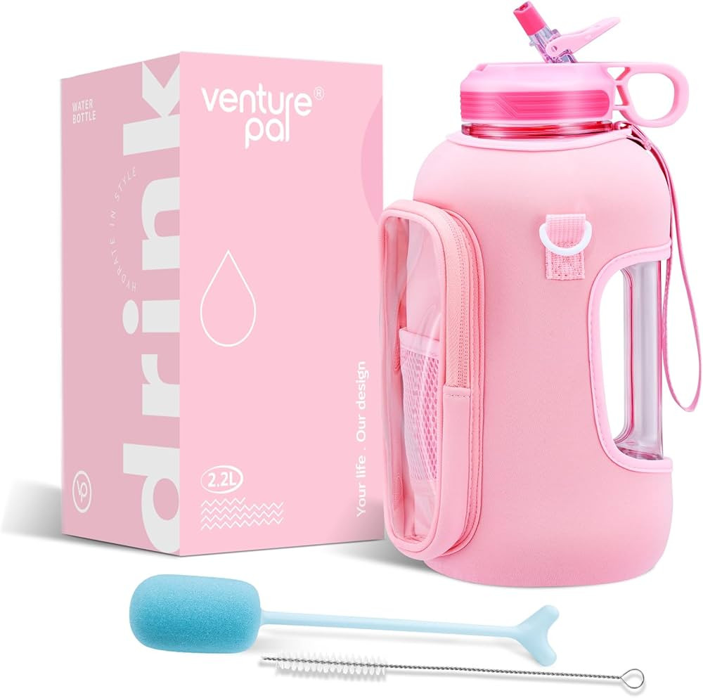 Venture Pal Large 64 oz/Half Gallon Motivational Water Bottle with Storage Sleeve - BPA Free Wate... | Amazon (US)