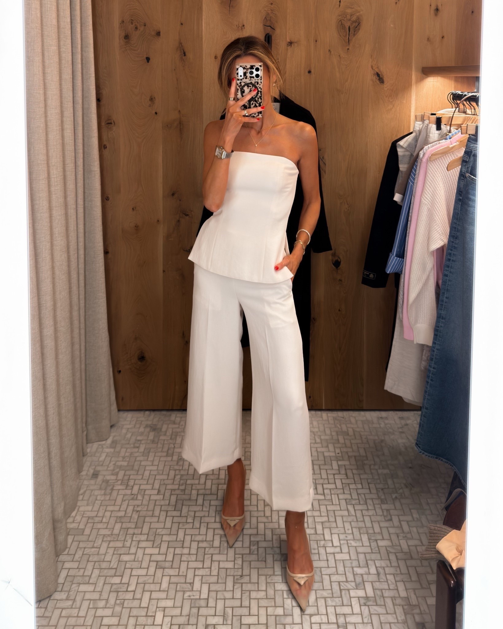 This top fits so well, so chic and perfect with these pants for spring date nights, throw over a cashmere and ready to go! 

#LTKSeasonal #LTKootd #LTKOver40