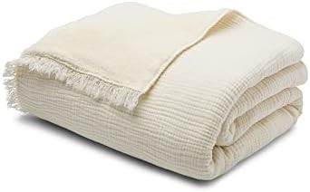 HOUSE NO.23 Sherpa Fleece Throw Blanket, Double Gauze Organic Turkish Cotton, Lightweight Super S... | Amazon (US)